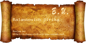 Balassovich Ulrika névjegykártya